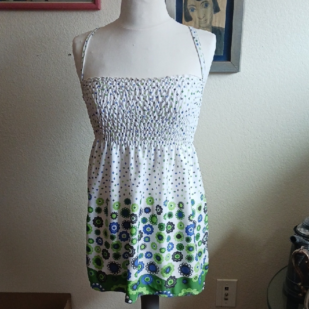 White and Green Floral Sundress